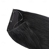 economico Extension adesive-Extension per capelli con filo invisibile, veri capelli umani, 20 pollici - 50 g, 22 pollici - 80 g, clip-in con filo da pesca trasparente nero corvino, extension per capelli umani da donna