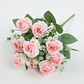 Χαμηλού Κόστους Τεχνητά Φυτά και Λουλούδια-τεχνητό μπουκέτο τριαντάφυλλων για γάμο, μεγάλη σύνθεση με ψεύτικα λουλούδια, σκηνικό φωτογραφίας νύφης, ψεύτικα λουλούδια για το σπίτι, επιφάνεια εργασίας, επιτραπέζιο, διακόσμηση πάρτι