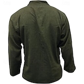 abordables Chemises décontractées-Homme Chemise Chemise d&#039;été Chemise Décontractée Chemise de Plage Chemise Boutonnée Noir Jaune Orange Vert Véronèse Bleu de minuit manche longue Uni Band Collar Vacances Hawaïen Vêtement Tenue