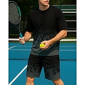 economico Camicia da uomo-US Open Per uomo Set sportivo Camicie e pantaloncini Set da tennis 2 Maniche Corte Traspirante Yoga Tennis Golf Grafico Nero Bianco Blu Abbigliamento da tennis