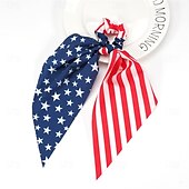 baratos Acessórios de penteados-Elásticos de cabelo com bandeira americana para mulheres e meninas, dia da independência, 4 de julho, elásticos de cabelo, estrela vermelha, branca e azul, laços de cabelo patrióticos, fitas do dia da