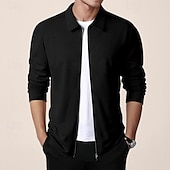 cheap Men&#039;s Jackets &amp; Coats-Men&#039;s Shirt Jacket Transition Jacket Daily Breathable Pocket All Seasons Plain Classic Lapel Regular Waffle Fabric Black White Royal Blue Khaki Light Grey Jacket