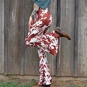 olcso Alsók-Retró Boho 1970-es évek Bell Bottom Pants fellángoló nadrág Hippi Diszkó Magas derék Állat Női Mindszentek napja Farsang Vakáció zenei fesztivál Fesztivál Felnőttek Nadrágok