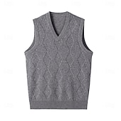 preiswerte Herren Elite Pullover &amp; Cardigans-Herren Pullunder Stricken Jacquard Geometrisches Muster V Ausschnitt Täglich Westen Urlaub Heim Bekleidung Ärmellos Sommer Frühling Schwarz Khaki S M L