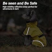baratos capa de chuva-capa de chuva para cachorro, capa de chuva impermeável com capuz, capa de chuva ajustável para animais de estimação com orifício para guia para cães de pequeno e médio porte