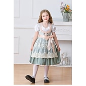 abordables Niños-Oktoberfest Encaje Vestidos Delantal Blusa con falda acampanada Mucama bávaro Alemán Munich prados Chica Carnaval Festival de Cerveza Paño de estilo tradicional