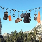 baratos Equipamento de Camping-Varal de acampamento ao ar livre, cinto de armazenamento para acampamento, cordão multifuncional para barraca, 19 argolas com fivela de montanhismo