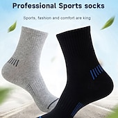 economico calzini da uomo-Per uomo 5 Paia Pacchi Multipli Calzini Calzini da Corsa Calzini Casual Nero Bianco Colore A righe Vacanza Sport &amp; Outdoor Quotidiano Base Medio Primavera Autunno Moda Casual