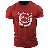billiga Mäns grafiska t -shirt-Herr Tecknat Grafiska tryck Rolig Le ansikte T-shirt Grafiska utslagsplatser Bomull Kortärmad Grafisk Skjorta Heather Grey Svart Vit Bekväm t-shirt Utomhus Gata Modedesignerkläder