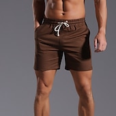 economico Classico-Per uomo Shorts Shorts di Lino Pantaloncini Estivi Shorts da Spiaggia Tasca Coulisse Elastico in vita Semplice Comodità Traspirante Corto Vacanza Ferie Spiaggia Hawaiano Boho Nero Bianco
