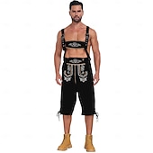 tanie Mężczyźni-Oktoberfest Haft Lederhosen bawarski Niemiecki Monachium Łąki Męskie Impreza Festiwal Piwa Tkanina w stylu tradycyjnym