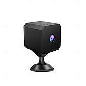 abordables Cámaras de red IP de interiores-Mini cámara de seguridad WiFi para interiores: cámara de vigilancia HD con visión nocturna y gran angular para el hogar, monitor de mascotas y bebés.