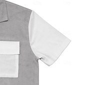 economico camicie casual da uomo-Per uomo Camicia Camicia Estiva Camicia casual Camicia di Velluto a Coste Camicia con Bottoni Camicia cargo Nero Blu Verde Kaki Grigio Manica Corta Blocco di colori Colletto cubano Casuale Quotidiano