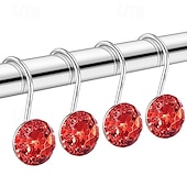 cheap Shower Curtains-12 Pcs Acrylic Decorative Rolling Diamond Shower Curtain Hooks Rust Proof Rhinestones Crystal Bling Shower Curtain Hooks for Curtain and Shower Rod, Clear Round
