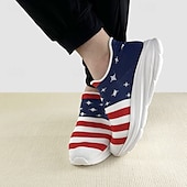 cheap Men&#039;s Sneakers-Men&#039;s Patriotic Slip-On Sneakers - American Flag Print Style for Casual Outdoor and National Holiday Wear