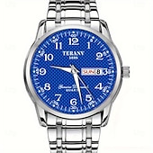 ieftine Ceasuri Quartz-Ceas de mână bărbătesc la modă, cu curea din oțel, cu curea de cuarț, design simplu, cadran circular, calendar dual, impermeabil IPX7, cu lumină de noapte, ceas de afaceri