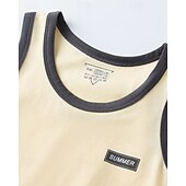 billiga T-shirts och skjortor för pojkar-Barn Pojkar Stridsvagn Tee Färgblock Ärmlös Barn Top Utekväll Grundläggande Sommar Vit 4 år +