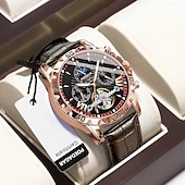 olcso Mechanikus órák-1410 Férfi Automata Mechanikai Óra – Multifunkcionális Tourbillon Eredeti Bőr Pánttal Luminiscens Diala 30M Vízhatlan Zafír Üveg Klasszikus Üzleti