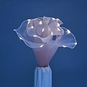baratos Plantas e Flores Artificiais-Embalagem de presente de flores com luz LED, material de embrulho de gaze ondulada para buquê, caixa de presente de pirulito para casamento, festa, aniversário