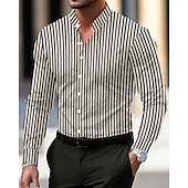 economico camicia da uomo con bottoni-Per uomo Camicia Camicia Estiva Camicia casual Camicia da Spiaggia Camicia con Bottoni Nero Bianco Rosa Verde militare Manica Lunga Semplice Collo alla coreana Vacanza Camicia hawaiana Bottoni