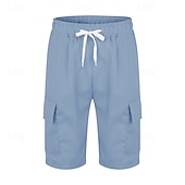 economico Vacanza-Per uomo Pantaloncini cargo Shorts Pantaloncini Estivi Coulisse Elastico in vita Multi-tasche Semplice Comodità Indossabile Lunghezza al ginocchio All&#039;aperto Sport Quotidiano Moda Casual Nero Bianco