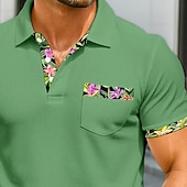 preiswerte Klassisches Poloshirt für Herren-Herren Poloshirts Golfshirt Lässig Sport Klassisch Kurzarm Mode Cool Farbblock Patchwork Knöpfe Sommer Frühling &amp; Herbst Normale Passform Weiß Grün Poloshirts