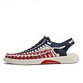 preiswerte Urlaubsandalen-Herren-Sneaker in Rot und Marineblau, Laufschuhe mit einzigartigem Schnürdesign und gepolsterter Sohle für Sport und Freizeit