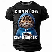 preiswerte T-Shirts mit Tiermuster-Lustige T Shirts MäNner Guten Morgen Ganz Dünnes Eis Bedruckt Herren Bekleidung