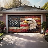 abordables Bannières de Garage et de Porte-Décorations de porte du 4 juillet Couvre-porte de garage Américain Patriote Aigle Bannière extérieure Grand fond pour décorations de garage extérieur à la maison