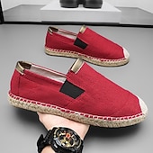economico Slip-ons e mocassini da uomo-scarpe espadrillas slip-on da uomo rosse con suola in juta - scarpe estive comode e alla moda per l&#039;uso quotidiano