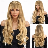 levne Syntetické trendy paruky-Syntetické paruky Vlnitá Curly Weave Vrstvený střih S ofinou na stroji Paruka 26&quot; A1 Umělé vlasy Dámské Elastický Klasické Pohodlné Blonďatá