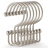 cheap Shower Curtains-Shower Curtain Hooks, 12 Pcs Shower Curtain Rings, Durable Rust Proof Black Shower Curtain Hooks, Shower Rings for Curtain, Double Glide Shower Curtain Hooks for Shower Curtain Rods
