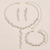 voordelige Sieradensets-bruidssieradensets 1 set strass-legering 1 armband oorbellen ketting stijlvolle damessieradenset voor bruiloft speciale gelegenheid feest avondkleding