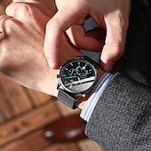 abordables Relojes mecánicos-Reloj de moda para hombre, cronógrafo de acero inoxidable, malla de cuarzo, reloj de pulsera para hombre, resistente al agua, luminoso, fecha, relojes deportivos para hombre.