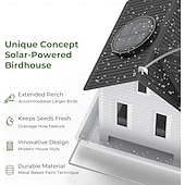 abordables observación de aves y vida silvestre en el patio trasero-Comedero solar para pájaros: comedero colgante de metal para pájaros con luces solares, linterna solar para exteriores, decoración de jardín para exteriores, regalos únicos para mamá, abuela, Navidad.