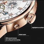 abordables Relojes mecánicos-Reloj mecánico automático hueco de lujo resistente al agua con fecha. &amp;Reloj de cuero de moda para hombre, reloj de negocios para hombre, reloj de ocio.