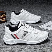 preiswerte Sneaker für Herren-weiße Sport-Sneaker für Herren mit rotem Akzent und leichtem Design – sportlich, stylisch, ideal für Freizeit und Sport