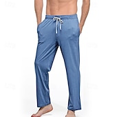 preiswerte Schlaf unten-Herren Freizeitkleidung Lounge Hose Einfarbig Mode Klassisch Lässig Heim Täglich Bett Polyester Komfort Atmungsaktiv Weich Hose Kordelzug Elastischer Bund Frühling Herbst Schwarz Weiß