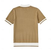 billige Klassisk poloskjorte for menn-Herre Polo Strikk polo Virksomhet Avslappet V-hals Kortermet Formelt Fargeblokk Original Sommer Alle årstider Svart Hvit Kakifarget Militærgrønn Polo