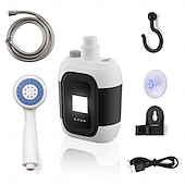 economico Ricreazione all&#039;Aperto-Pompa per doccia da campeggio, doccia portatile da campeggio da 2200 mAh con luce a LED, pratica doccia elettrica multiuso per esterni, per il lavaggio auto all&#039;aperto in dormitorio.
