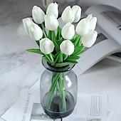 levne Umělé rostliny a květiny-Umělá květina tulipán z pu, realistická simulace tulipánu pro domácí dekoraci, svatební umělá květina, měkký dotek, elegantní aranžmá z umělých tulipánů