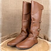 abordables Calzado-Medieval Renacimiento Zapatos Botas hasta la rodilla Botas planas de jazz Hombre Celta Pirata Víspera de Todos los Santos Mascarada Rendimiento LARP Feria Ren Adulto Zapatos