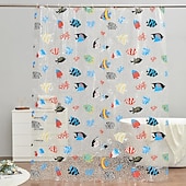 preiswerte Duschvorhänge-Klarer Duschvorhang tropische Fische 180x200cm 70&quot;x79&quot; wasserdicht leichter Fisch-Duschvorhang-Beschichtung PEVA lange modische Bad-Duschvorhänge mit 12 Ösenhaken für Badewanne Badezimmer