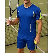 levne Pánská košile-Pánské Geometrický Sportovní sada Tenisová sada 2 Krátké rukávy Potisk Ter Emen Odvod vlhkosti Prodyšné Tenis Golf Pickleball Do V Modrá Zelená Oblečení na tenis