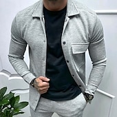 preiswerte Herrenjacken &amp; Herrenmäntel-Herren Hemdjacke übergangsjacke Täglich Leicht Jacquard Sommer Frühling Einfach Klassisch Revers Schwarz Weiß Khaki Hellgrau Dunkelgray Jacken
