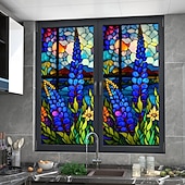 abordables Pegatinas de pared-Pegatina de ventana retro con diseño de flores y pájaros, de PVC, electrostática, no adhesiva, extraíble, con patrón de colores aleatorios.