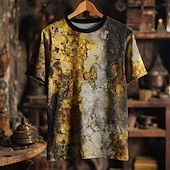 billige Vintage T-skjorter-Herre 3D Print T skjorte Kortermet T skjorte 3D-utskrift Crew-hals Skjorte Retro / vintage Vintage retro Fest Gate Avslappet Mørkebrun Gul Brun Sommer Vår Klær S M L XL XXL XXXL 4XL