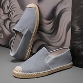 billiga Slip-ons och loafers till herrar-herrblå espadriller med slip-on-sula i jute – lätta och andningsbara skor för varmt väder