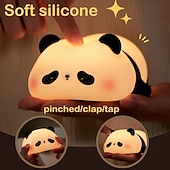 baratos Luzes decorativas-Luz noturna de silicone fofa com animais, lâmpada LED de silicone macia para crianças, luz noturna ideal para berçário, decoração divertida para quarto de meninos e meninas, luz suave e segura para