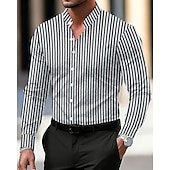 economico camicia da uomo con bottoni-Per uomo Camicia Camicia Estiva Camicia casual Camicia da Spiaggia Camicia con Bottoni Nero Bianco Rosa Verde militare Manica Lunga Semplice Collo alla coreana Vacanza Camicia hawaiana Bottoni